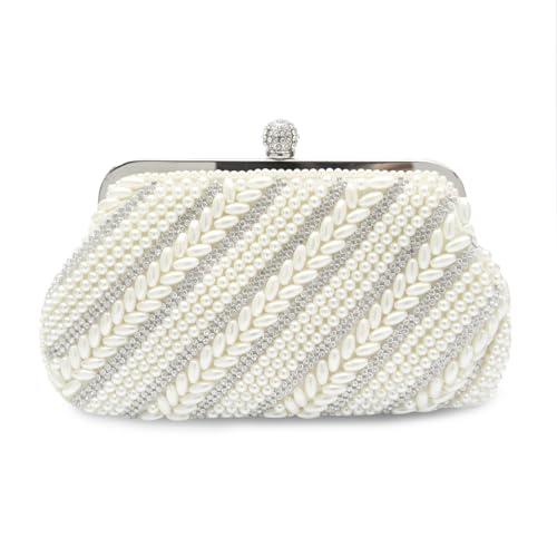 CORIOS Damen Perlen Abendtasche Luxus Strass Clutch Tasche Hochzeit Brautbörse Diamant Portemonnaie Tasche Elegante Handtasche Kette Schultertasche Abendparty Geldbörse Umhängetasche Beige CORIOS Damen Perlen Abendtasche Luxus Strass Clutch Tasche Hochzeit Brautbörse Diamant Portemonnaie Tasche Elegante Handtasche Kette Schultertasche Abendparty Geldbörse Umhängetasche Beige von CORIOS