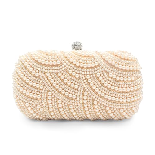 CORIOS Damen Perlen Abendtasche Luxus Strass Clutch Tasche Hochzeit Brautbörse Diamant Portemonnaie Tasche Kette Schultertasche Elegante Handtasche Abendparty Geldbörse Umhängetasche Beige CORIOS Damen Perlen Abendtasche Luxus Strass Clutch Tasche Hochzeit Brautbörse Diamant Portemonnaie Tasche Kette Schultertasche Elegante Handtasche Abendparty Geldbörse Umhängetasche Beige von CORIOS