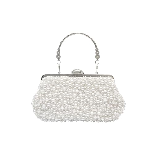 CORIOS Damen Perlen Clutch Tasche Luxus Abendtasche Hochzeit Brautbörse Elegante Handtasche Kette Schultertasche Portemonnaie Tasche Retro Umhängetasche für Geldbörse Abendparty Weiß CORIOS Damen Perlen Clutch Tasche Luxus Abendtasche Hochzeit Brautbörse Elegante Handtasche Kette Schultertasche Portemonnaie Tasche Retro Umhängetasche für Geldbörse Abendparty Weiß von CORIOS