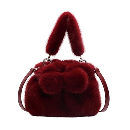 CORIOS Damen Plüsch Schultertasche Niedlich Flauschige Handtasche Flauschige Tasche Klein Henkeltaschen Einkaufstaschen Leichte Tragetasche Umhängetasche Mode Reisen Büro Tote Beutel Rot CORIOS Damen Plüsch Schultertasche Niedlich Flauschige Handtasche Flauschige Tasche Klein Henkeltaschen Einkaufstaschen Leichte Tragetasche Umhängetasche Mode Reisen Büro Tote Beutel Rot von CORIOS