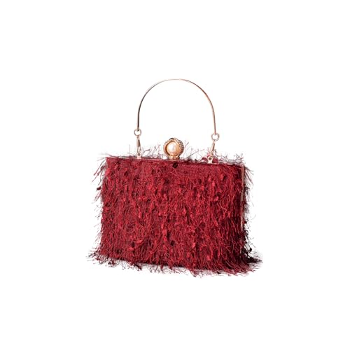 CORIOS Damen Quaste Clutch Tasche Luxus Strass Abendtasche Perlen Portemonnaie Tasche Hochzeit Brautbörse Elegante Handtasche Kette Schultertasche Umhängetasche Dunkelrot CORIOS Damen Quaste Clutch Tasche Luxus Strass Abendtasche Perlen Portemonnaie Tasche Hochzeit Brautbörse Elegante Handtasche Kette Schultertasche Umhängetasche Dunkelrot von CORIOS