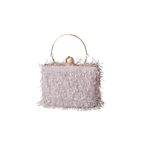 CORIOS Damen Quaste Clutch Tasche Luxus Strass Abendtasche Perlen Portemonnaie Tasche Hochzeit Brautbörse Elegante Handtasche Kette Schultertasche Umhängetasche Grau CORIOS Damen Quaste Clutch Tasche Luxus Strass Abendtasche Perlen Portemonnaie Tasche Hochzeit Brautbörse Elegante Handtasche Kette Schultertasche Umhängetasche Grau von CORIOS