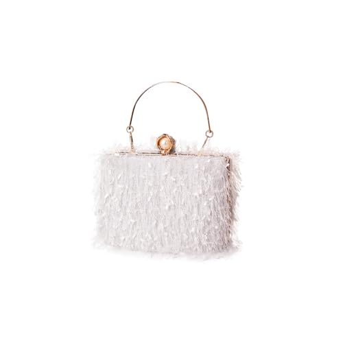CORIOS Damen Quaste Clutch Tasche Luxus Strass Abendtasche Perlen Portemonnaie Tasche Hochzeit Brautbörse Elegante Handtasche Kette Schultertasche Umhängetasche Weiß CORIOS Damen Quaste Clutch Tasche Luxus Strass Abendtasche Perlen Portemonnaie Tasche Hochzeit Brautbörse Elegante Handtasche Kette Schultertasche Umhängetasche Weiß von CORIOS