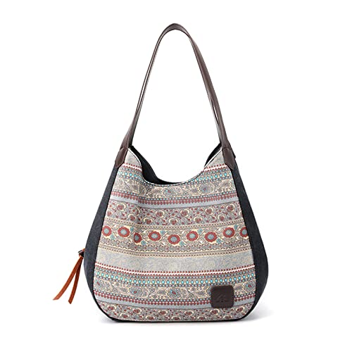CORIOS Damen Schultertasche Canvas Handtasche Casual Henkeltasche Große Kapazität Tote Beutel Multifunktionale Henkeltaschen Vintage Tragetasche für Schule Arbeit Reise Shopper Schwarz CORIOS Damen Schultertasche Canvas Handtasche Casual Henkeltasche Große Kapazität Tote Beutel Multifunktionale Henkeltaschen Vintage Tragetasche für Schule Arbeit Reise Shopper Schwarz von CORIOS