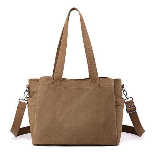 CORIOS Damen Schultertasche Canvas Handtasche Casual Tragetasche Große Kapazität Umhängetasche Multifunktionale Henkeltaschen Tote Beutel für Schule Arbeit Shopper Reise Braun CORIOS Damen Schultertasche Canvas Handtasche Casual Tragetasche Große Kapazität Umhängetasche Multifunktionale Henkeltaschen Tote Beutel für Schule Arbeit Shopper Reise Braun von CORIOS
