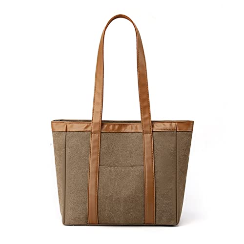 CORIOS Damen Schultertasche Canvas Henkeltaschen Casual Tragetasche Handtasche Groß Tote Beutel Henkeltasche Hobo Tasche für Arbeit Schule Shopper Reise Alltag Braun von CORIOS