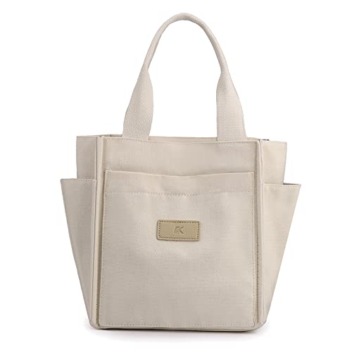 CORIOS Damen Schultertasche Casual Handtasche Canvas Unterarmtasche Henkeltaschen Multifunktionale Tragetasche Henkeltasche Tote Beutel für Arbeit Schule Shopper Alltag Reise Weiß von CORIOS