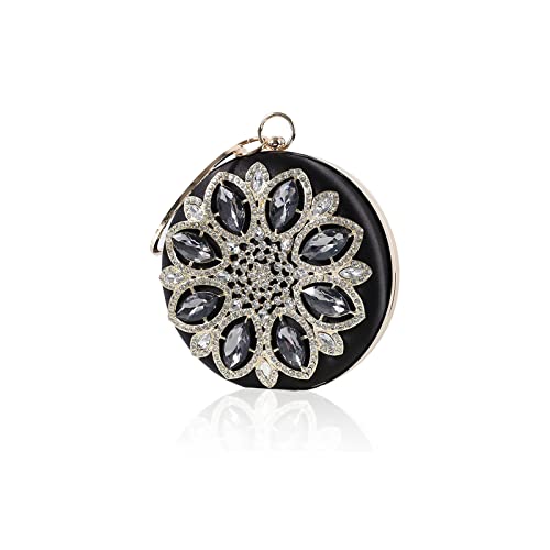 CORIOS Damen Strass Abendtasche Elegant Rund Brauttasche Diamant Clutch Bag Luxus Handgelenktasche Abnehmbarer Kette Handtasche Klein Tasche für Hochzeit Abendparty Tanzparty Geburtstag Schwarz CORIOS Damen Strass Abendtasche Elegant Rund Brauttasche Diamant Clutch Bag Luxus Handgelenktasche Abnehmbarer Kette Handtasche Klein Tasche für Hochzeit Abendparty Tanzparty Geburtstag Schwarz von CORIOS