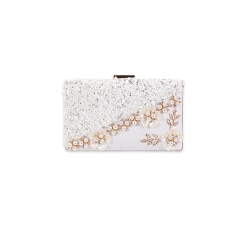 CORIOS Damen Strass Clutch Tasche Blume Abendtasche Shiny Diamant Handtasche Perlen Klein Tasche Hochzeit Brautbörse Kette Schultertasche Elegante Geldbörse Portemonnaie Tasche Weiß CORIOS Damen Strass Clutch Tasche Blume Abendtasche Shiny Diamant Handtasche Perlen Klein Tasche Hochzeit Brautbörse Kette Schultertasche Elegante Geldbörse Portemonnaie Tasche Weiß von CORIOS