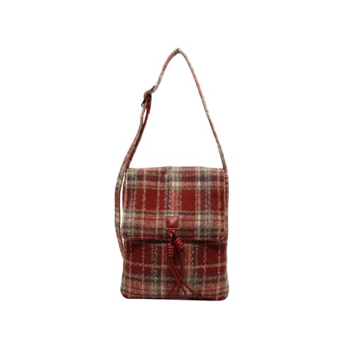 CORIOS Damen Tartan Schultertasche Tweed Handtasche Retro Umhängetasche Mittleres Fassungsvermögen Einkaufstaschen Elegant Tragetasche Tote Beutel Henkeltaschen Handytasche Rot CORIOS Damen Tartan Schultertasche Tweed Handtasche Retro Umhängetasche Mittleres Fassungsvermögen Einkaufstaschen Elegant Tragetasche Tote Beutel Henkeltaschen Handytasche Rot von CORIOS