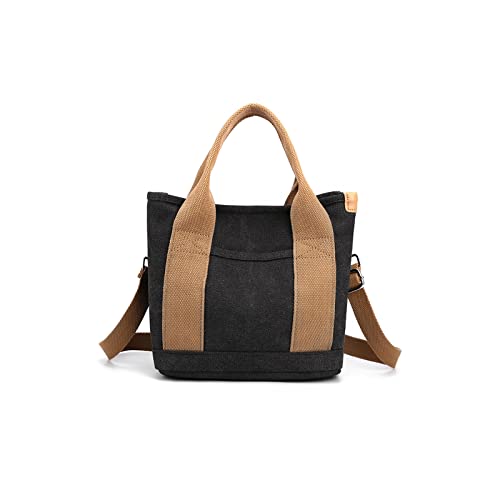 CORIOS Damen Umhängetasche Canvas Handtasche Schultertasche Kleine Kapazität Henkeltaschen Casual Tragetasche Multifunktionale Tote Beutel für Schule Shopper Arbeit Reise Schwarz CORIOS Damen Umhängetasche Canvas Handtasche Schultertasche Kleine Kapazität Henkeltaschen Casual Tragetasche Multifunktionale Tote Beutel für Schule Shopper Arbeit Reise Schwarz von CORIOS