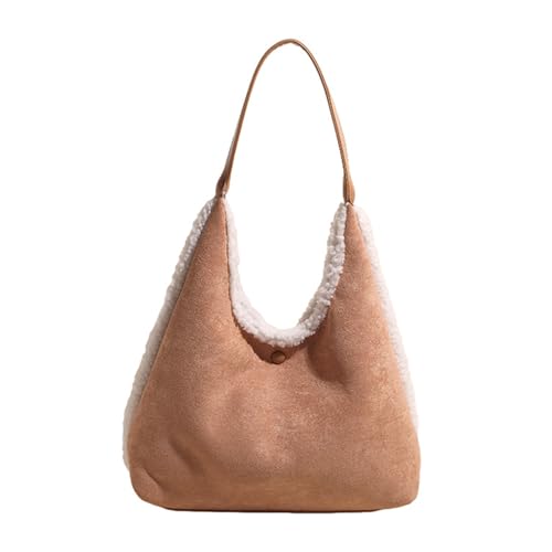 CORIOS Damen Wildleder Handtasche Lammwolle Schultertasche Kunstfell Flauschige Tote Beutel Große Plüsch Tragetasche Retro Henkeltaschen für Shopper Arbeit Reise Khaki CORIOS Damen Wildleder Handtasche Lammwolle Schultertasche Kunstfell Flauschige Tote Beutel Große Plüsch Tragetasche Retro Henkeltaschen für Shopper Arbeit Reise Khaki von CORIOS