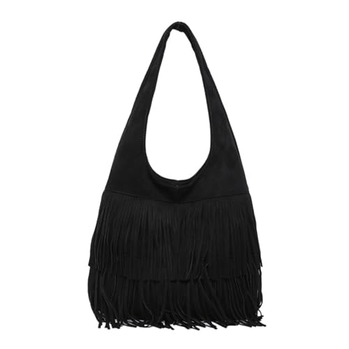 CORIOS Damen Wildleder Handtasche Vintage Fransen Hobo Taschen für Frauen Schultertasche mit Quasten Retro Tragetasche Weiches Kunstleder Henkeltaschen Elegant Arbeit Shopper Reise Tote Beutel Schwarz CORIOS Damen Wildleder Handtasche Vintage Fransen Hobo Taschen für Frauen Schultertasche mit Quasten Retro Tragetasche Weiches Kunstleder Henkeltaschen Elegant Arbeit Shopper Reise Tote Beutel Schwarz von CORIOS