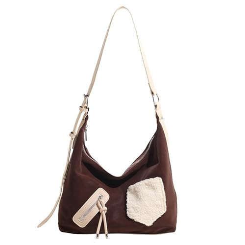 CORIOS Damen Wildleder Schultertasche Herbst Winter Handtasche Weiches Kunstleder Henkeltaschen Große Umhängetasche Elegant Tote Beutel Retro Tragetasche für Reise Arbeit Shopper Kaffee von CORIOS