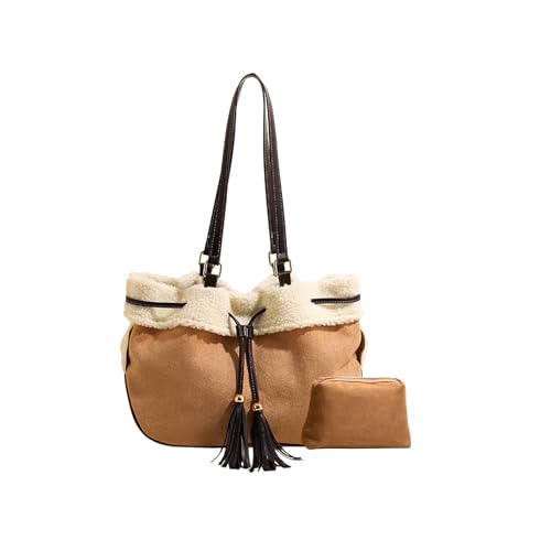 CORIOS Damen Wildleder Schultertasche Lammwolle Handtasche Große Plüsch Tragetasche Kordelzug Eimer Taschen Kunstfell Flauschige Tote Beutel Retro Henkeltaschen 2pcs Khaki CORIOS Damen Wildleder Schultertasche Lammwolle Handtasche Große Plüsch Tragetasche Kordelzug Eimer Taschen Kunstfell Flauschige Tote Beutel Retro Henkeltaschen 2pcs Khaki von CORIOS