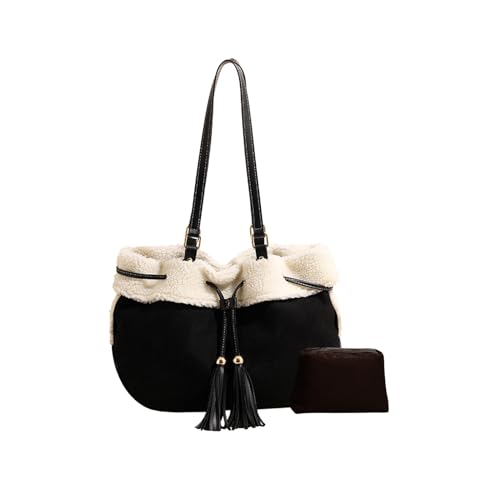 CORIOS Damen Wildleder Schultertasche Lammwolle Handtasche Große Plüsch Tragetasche Kordelzug Eimer Taschen Kunstfell Flauschige Tote Beutel Retro Henkeltaschen 2pcs Schwarz CORIOS Damen Wildleder Schultertasche Lammwolle Handtasche Große Plüsch Tragetasche Kordelzug Eimer Taschen Kunstfell Flauschige Tote Beutel Retro Henkeltaschen 2pcs Schwarz von CORIOS