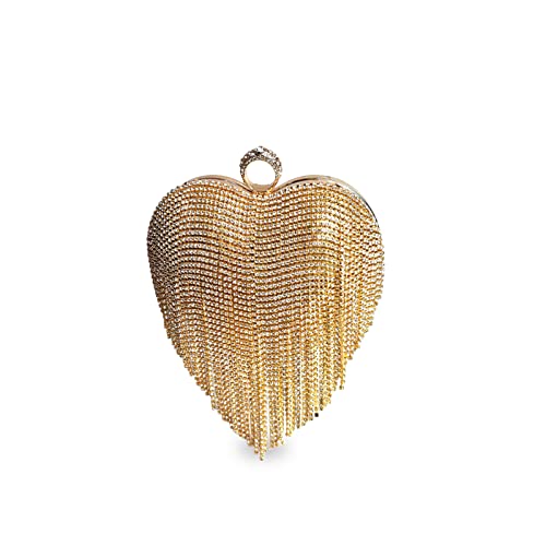 CORIOS Herzform Abendtasche Damen Strass Fransen Clutch Tasche Klein Tasche Abnehmbarer Kette Handtasche Glitzer Schultertasche Umhängetasche für Abendparty Hochzeit Tanzparty Geburtstag Gold CORIOS Herzform Abendtasche Damen Strass Fransen Clutch Tasche Klein Tasche Abnehmbarer Kette Handtasche Glitzer Schultertasche Umhängetasche für Abendparty Hochzeit Tanzparty Geburtstag Gold von CORIOS
