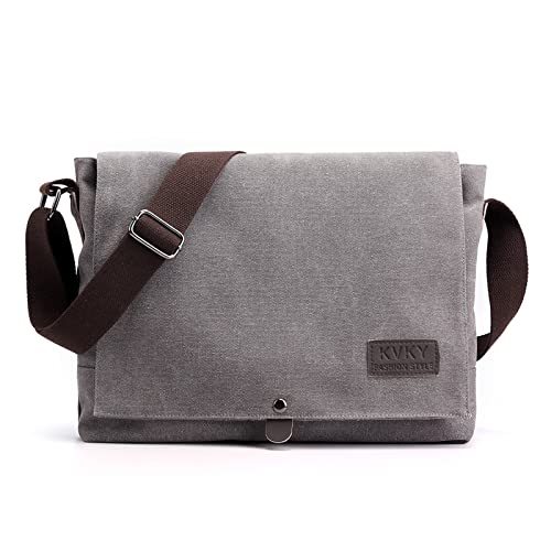 CORIOS Retro Herren Schultertasche Canvas Henkeltaschen Umhängetaschen Casual Bürotaschen Groß Kuriertasche Handtasche für Reise Schule Hochschule Arbeit Outdoor Grau CORIOS Retro Herren Schultertasche Canvas Henkeltaschen Umhängetaschen Casual Bürotaschen Groß Kuriertasche Handtasche für Reise Schule Hochschule Arbeit Outdoor Grau von CORIOS