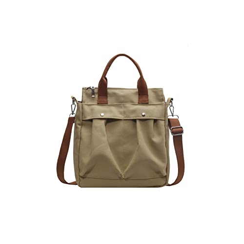 CORIOS Schultertasche Umhängetasche Damen Handtasche Canvas Tragetasche Multifunktionale Tote Beutel Casual Henkeltaschen für Schule Reise Shopper Alltag Arbeit Khaki von CORIOS