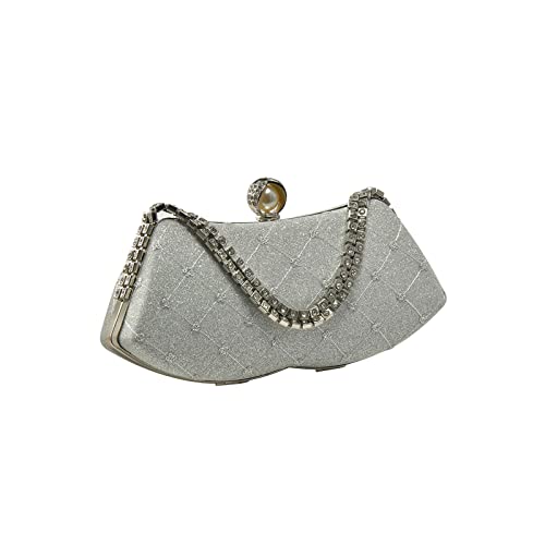CORIOS Strass Abendtasche für Damen Shiny Diamant Clutch Tasche Elegante Kette Schultertasche Brauttasche Luxuriös Umhängetasche Klein Tasche Hochzeit Abschlussball Party Handtasche Silber CORIOS Strass Abendtasche für Damen Shiny Diamant Clutch Tasche Elegante Kette Schultertasche Brauttasche Luxuriös Umhängetasche Klein Tasche Hochzeit Abschlussball Party Handtasche Silber von CORIOS