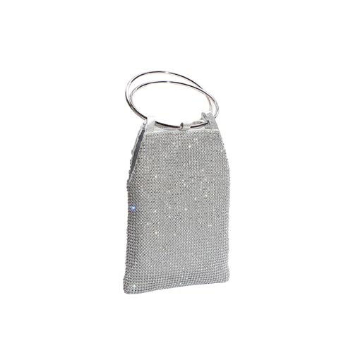 CORIOS Strass Clutch Tasche Damen Abendtasche Hochzeit Brautbörse Shiny Diamant Handtasche Klein Tasche Elegante Luxus Umhängetasche Kette Schultertasche Silber von CORIOS