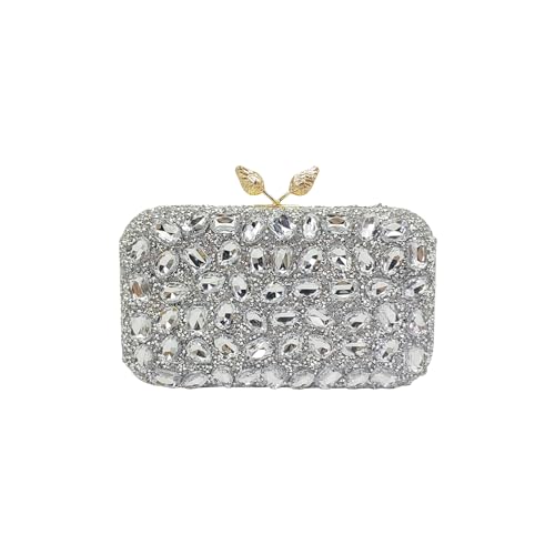 CORIOS Strass Clutch für Damen Shiny Abendtasche Diamant Clutch Tasche Klein Tasche Kette Schultertasche Elegante Umhängetasche für Bankett-Party Abschlussball Hochzeit Silber CORIOS Strass Clutch für Damen Shiny Abendtasche Diamant Clutch Tasche Klein Tasche Kette Schultertasche Elegante Umhängetasche für Bankett-Party Abschlussball Hochzeit Silber von CORIOS
