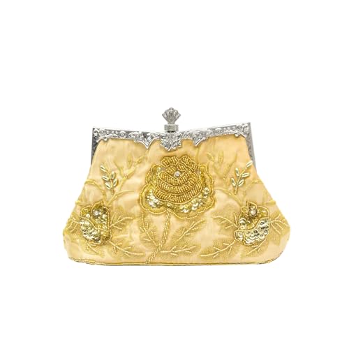 CORIOS Vintage 1920s Abendtasche Floral Clutch Tasche Damen Handgemachte Perle Handtasche Elegante Schultertasche Kette Umhängetasche Klein Tasche Hochzeit Bankett-Party Abschlussball Tasche Gold CORIOS Vintage 1920s Abendtasche Floral Clutch Tasche Damen Handgemachte Perle Handtasche Elegante Schultertasche Kette Umhängetasche Klein Tasche Hochzeit Bankett-Party Abschlussball Tasche Gold von CORIOS