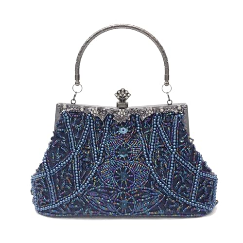 CORIOS Vintage 1920s Clutch Tasche Damen Handgemachte Perle Handtasche Abendtasche Elegante Schultertasche Kette Umhängetasche Klein Tasche Hochzeit Bankett-Party Abschlussball Tasche Blau CORIOS Vintage 1920s Clutch Tasche Damen Handgemachte Perle Handtasche Abendtasche Elegante Schultertasche Kette Umhängetasche Klein Tasche Hochzeit Bankett-Party Abschlussball Tasche Blau von CORIOS