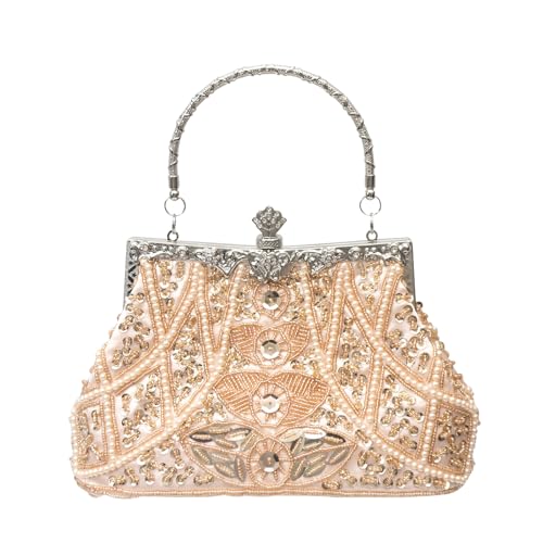 CORIOS Vintage 1920s Clutch Tasche Damen Handgemachte Perle Handtasche Abendtasche Elegante Schultertasche Kette Umhängetasche Klein Tasche Hochzeit Bankett-Party Abschlussball Tasche Rosa CORIOS Vintage 1920s Clutch Tasche Damen Handgemachte Perle Handtasche Abendtasche Elegante Schultertasche Kette Umhängetasche Klein Tasche Hochzeit Bankett-Party Abschlussball Tasche Rosa von CORIOS