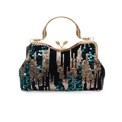 CORIOS Vintage 1920s Pailletten Abendtasche Damen Samt Clutch Tasche Elegante Diamant Schultertasche Hochzeit Brautbörse Handtasche Glänzend Strass Portemonnaie Tasche Kette Umhängetasche Dunkelgrün CORIOS Vintage 1920s Pailletten Abendtasche Damen Samt Clutch Tasche Elegante Diamant Schultertasche Hochzeit Brautbörse Handtasche Glänzend Strass Portemonnaie Tasche Kette Umhängetasche Dunkelgrün von CORIOS