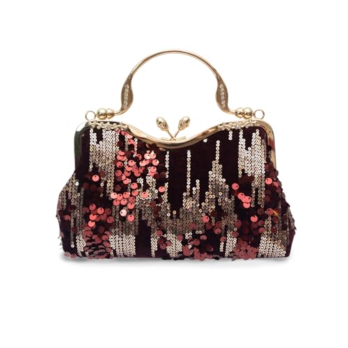 CORIOS Vintage 1920s Pailletten Abendtasche Damen Samt Clutch Tasche Elegante Diamant Schultertasche Hochzeit Brautbörse Handtasche Glänzend Strass Portemonnaie Tasche Kette Umhängetasche Weinrot CORIOS Vintage 1920s Pailletten Abendtasche Damen Samt Clutch Tasche Elegante Diamant Schultertasche Hochzeit Brautbörse Handtasche Glänzend Strass Portemonnaie Tasche Kette Umhängetasche Weinrot von CORIOS