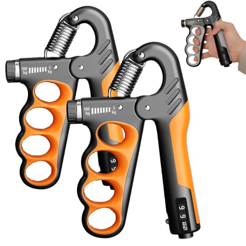 2025 Neu Finger-Griffstärker mit Zählfunktion, Handtrainer Unterarmtrainer, Grip Strength Trainer Einstellbarer Widerstand 5-100kg Grip Griffkraft Trainer Für Den Muskelaufbau (Orange*2) von COSEN