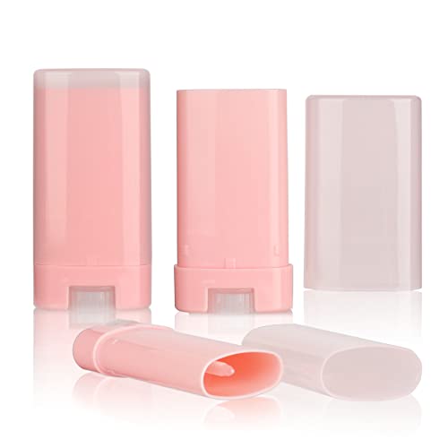 COSIDEA 25 Stück leere Kunststoff-Lippenbalsam-Tube, 15 g, Reisegröße, rosa, ovale Form, Mini-Deo-Behälter, 15 ml, Lippenstift-Tube, zum Aufdrehen des Haarwachsbehälters, Pink, 25pcs von COSIDEA