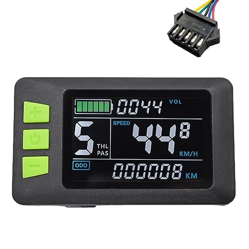 COSINE 1 x P3C LCD-Anzeige für Armaturenbrett, buntes Display, 24 V-60 V, Elektro-Fahrradzähler für Elektroroller (SM-Stecker, 5 Pin) von COSINE