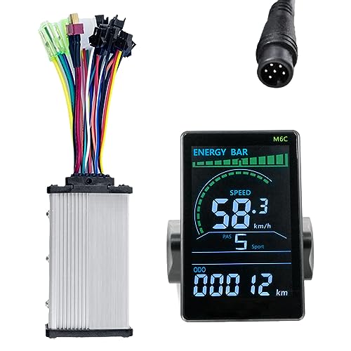 COSINE LCD-Display für E-Bike M6C + Sinuswellen-Controller, 36 V, 350 W, Farbdisplay für Scooter, mit USB, für E-Bike-Zubehör (6 Pin) von COSINE