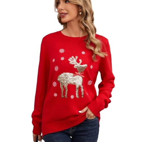 COSKTIARL Suéter De Punto para Mujer - Jersey De Punto Navideño Jersey Femenino Elegante Invierno Espesar Otoño Cálido Suéter De Navidad De Moda para La Oficina De Trabajo, Como Se Muestra, M von COSKTIARL