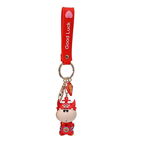 COSMEVIVI 1Stk Schlüsselanhänger tiermotive Animal Figures Key fob keyholder weiches Spielzeug Kuh Spielzeug Schlüsselbund Schlüsselringe Schlüsseldekoration Taschenanhänger Kieselgel rot von COSMEVIVI