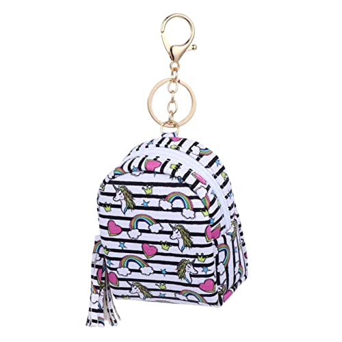 COSMEVIVI 1stk Einhorn Geldbörse Tasche Für Kopfhörerkabel Cartoon-geldbörse Entzückende Geldbörse Rucksack Geldbörse Kulturbeutel Mini-schlüsselanhänger Cartoon-rucksäcke Stripe Pu-Leder von COSMEVIVI