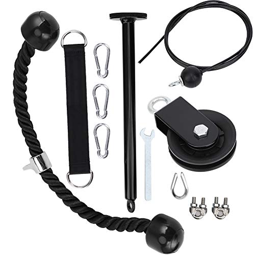 DIY Pulley Rope Fitness Kit, Armkraft-Trizeps-Trainingsgerät, High-Order-Pulldown-Trainingsgerät mit stabilem Nylonseil, verchromte Teile für das Heim-Fitnessstudio von COSMICROWAVE