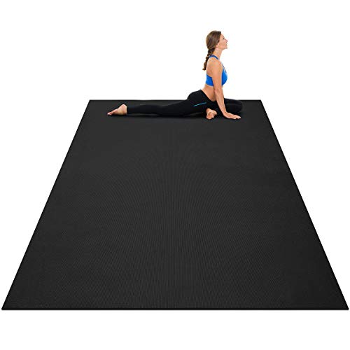 COSTWAY 180 x 120cm Yogamatte, Gymnastikmatte rustfest & gepolstert mit Riemen, Sportmatte Fitnessmatte Trainingsmatte für Zuhause Gym (Schwarz) von COSTWAY