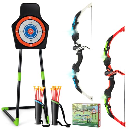 COSTWAY 2 er Set Boden und Pfeil Set, Bogenschießen Set mit LED Lichtbögen, 20 Pfeilen, 2 Köchern & Zielscheibe, 2 in 1 Kinderbogen stehend/hängend für drinnen und draußen für Kinder ab 3 Jahren COSTWAY 2 er Set Boden und Pfeil Set, Bogenschießen Set mit LED Lichtbögen, 20 Pfeilen, 2 Köchern & Zielscheibe, 2 in 1 Kinderbogen stehend/hängend für drinnen und draußen für Kinder ab 3 Jahren von COSTWAY