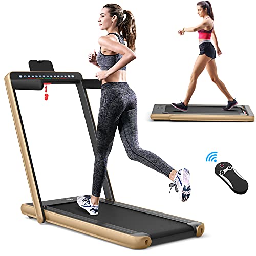 COSTWAY 2 in 1 Laufband klappbar 2,25HP, Walking Pad unter dem Schreibtisch mit APP, Bluetooth, Touchscreen und Fernbedienung, 1-12 km/h, Laufband für Zuhause von COSTWAY