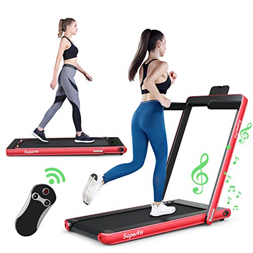 COSTWAY 2 in 1 Laufband klappbar 2,25HP, Walking Pad unter dem Schreibtisch mit APP, Bluetooth und Fernbedienung, 1-12 km/h, Laufband für Zuhause von COSTWAY