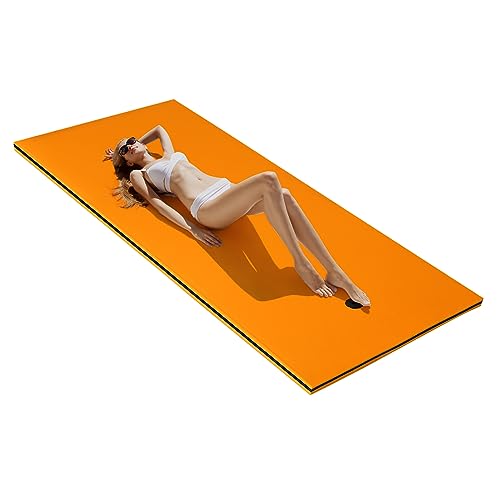 COSTWAY 220x90cm Wasserhängematte, Wasserliege 100kg Tragkraft, Schwimmmatte Schwimmfloß, Schwimmender Teppich, Schwimmende Wasser Bett Schwimminsel (Orange) von COSTWAY