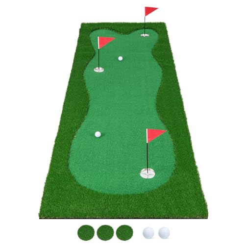 COSTWAY 300 x 100cm Golf Puttingmatte, Golfmatte mit Kunstrasen, 2 Bälle, 3 Löcher, 3 Fahnen & Putting Cups, Übungsmatte faltbar für Indoor & Outdoor, Putting Green Golf Trainingsmatte für Zuhause COSTWAY 300 x 100cm Golf Puttingmatte, Golfmatte mit Kunstrasen, 2 Bälle, 3 Löcher, 3 Fahnen & Putting Cups, Übungsmatte faltbar für Indoor & Outdoor, Putting Green Golf Trainingsmatte für Zuhause von COSTWAY