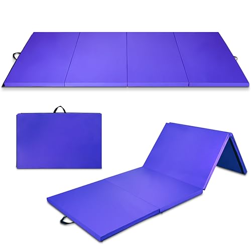 COSTWAY Yogamatte rutschfest, Gymnastikmatte faltbar, Sportmatte mit Klettverschlüssen und Griff für Yoga, Heimtraining, 300 x 116 x 5 cm, tiefes Lila von COSTWAY