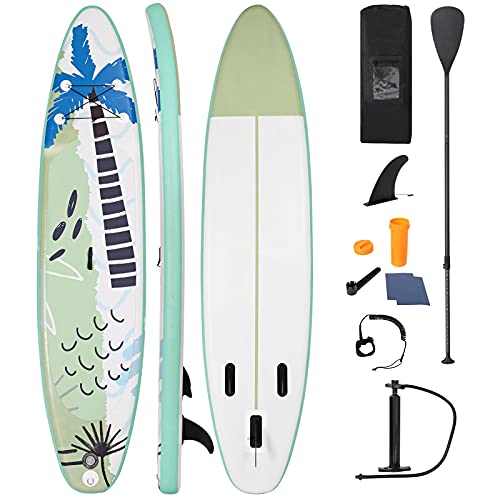 COSTWAY Stand Up Paddling Board, SUP Board aufblasbar, Paddelboard mit Sicherheitsleine, Paddel, Pumpe, Center Finne, Rucksack und Reparaturset (Grün, 335x76x15cm) von COSTWAY