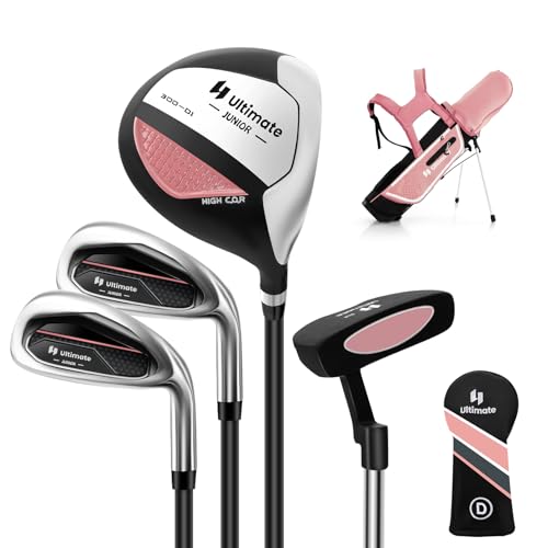 COSTWAY 4-teiliges Kinder Golfschläger Set, Rechtshand Golfschlägersätze mit Golftasche & Regenhaube, Komplettes Golf Set inkl. 7 Eisen, S Eisen, 1 Driver & Putter für Kinder von 8-10 Jahren(Rosa) COSTWAY 4-teiliges Kinder Golfschläger Set, Rechtshand Golfschlägersätze mit Golftasche & Regenhaube, Komplettes Golf Set inkl. 7 Eisen, S Eisen, 1 Driver & Putter für Kinder von 8-10 Jahren(Rosa) von COSTWAY