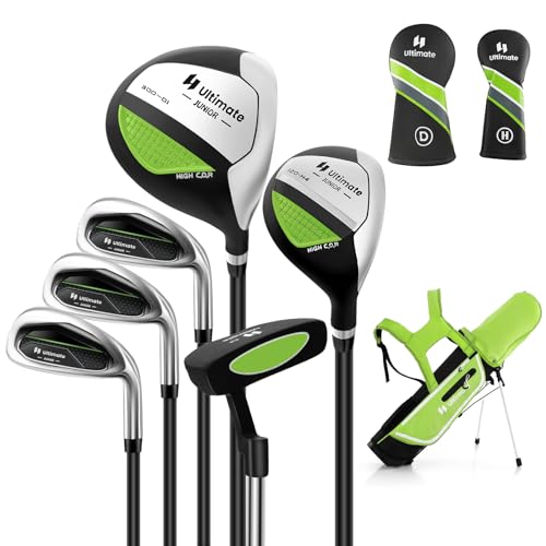 COSTWAY 6-teiliges Kinder Golfschläger Set, Rechtshand Golfschlägersätze mit Golftasche & Regenhaube, Komplettes Golf Set inkl. 7/9/S Eisen, 1 Driver, 4 Hybrid & Putter für 11-13 Jahren Kinder(Grün) von COSTWAY