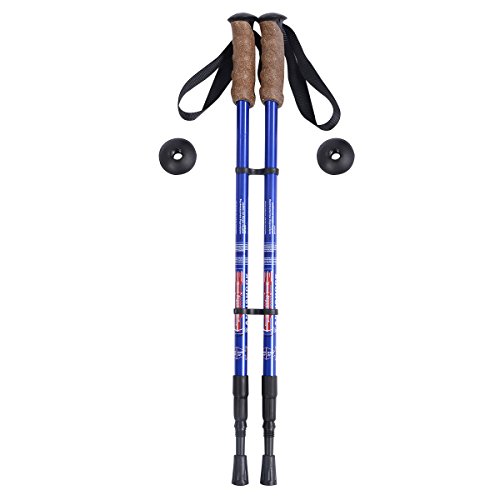 COSTWAY Alu Nordic Walking Stöcke Teleskop Wanderstock Anti-Scock-Federung Wanderstöcke Trekkingstöcke 1 Paar Set verstellbar 65-135cm(Blau) von COSTWAY